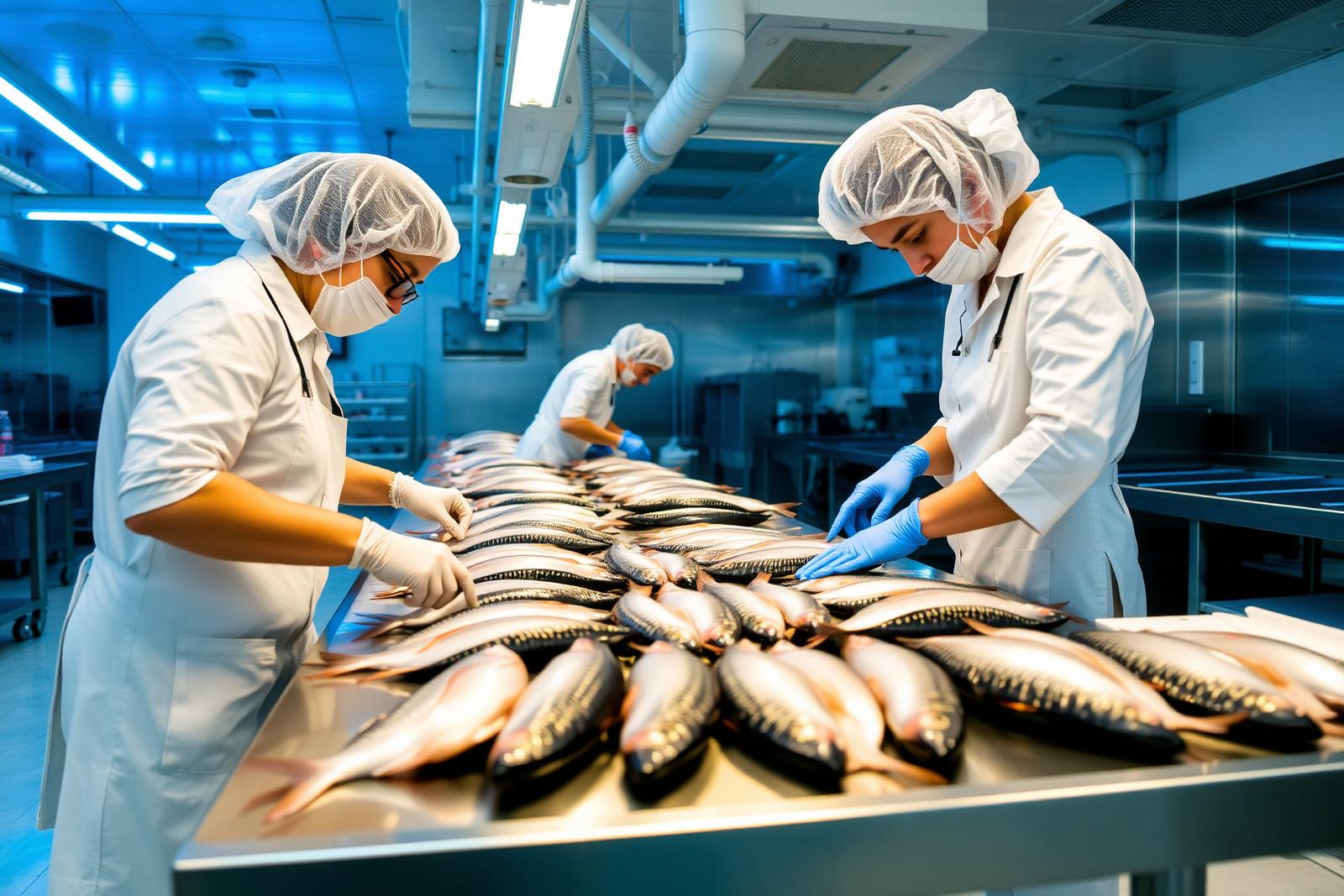 Equipe Frigofish trabalhando no processamento